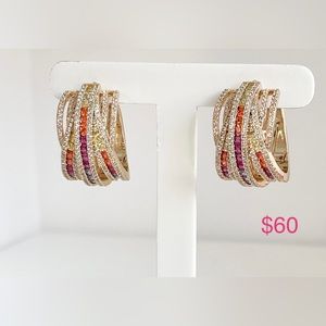 Beautiful 18k gold plated earrings with colorful zirconia.